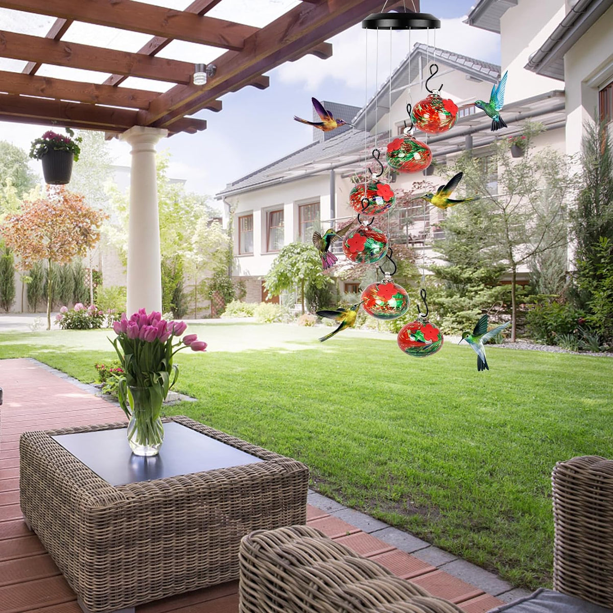 Shirem Wind Chime Hummingbird Feeder